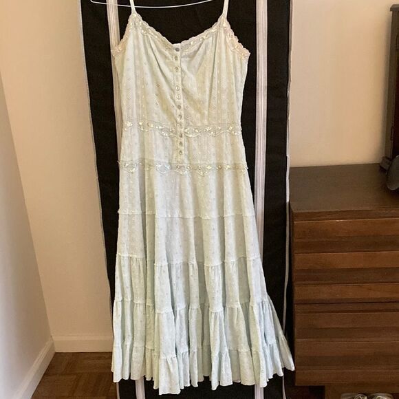 Vertigo Paris Dresses & Skirts - Vertigo Paris Pale Blue Cotton Eyelet Midi dress with Lace & Sequin details.